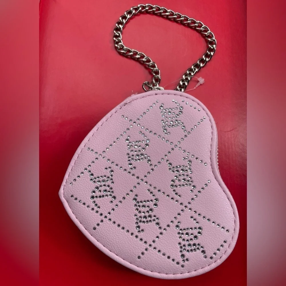 Juicy Couture Pink Heart Wristlet with Silver Chain, Juicy Couture Wallet.